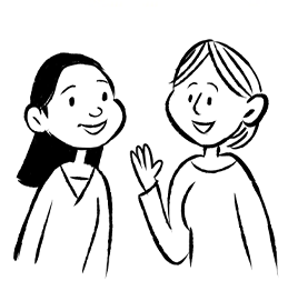 Two people talking